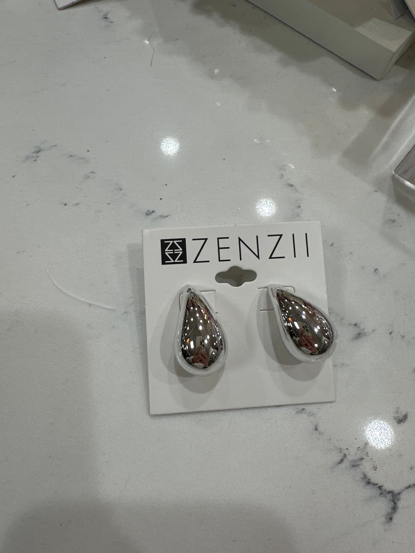 CHUNKY CRESCENT DROP EARRINGS - SILVER