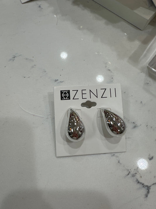 CHUNKY CRESCENT DROP EARRINGS - SILVER