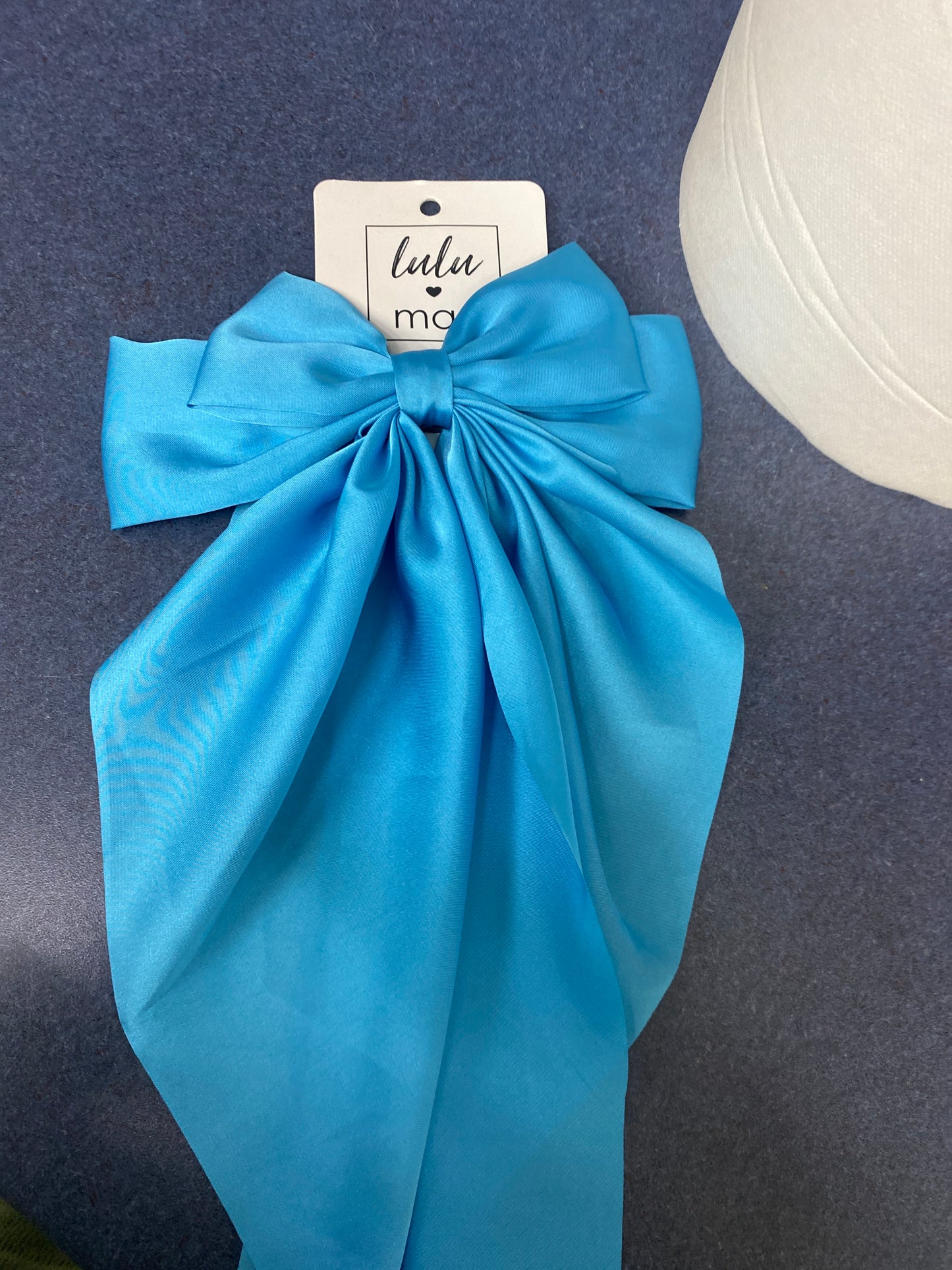 LARGE SATIN BOW - LIGHT BLUE