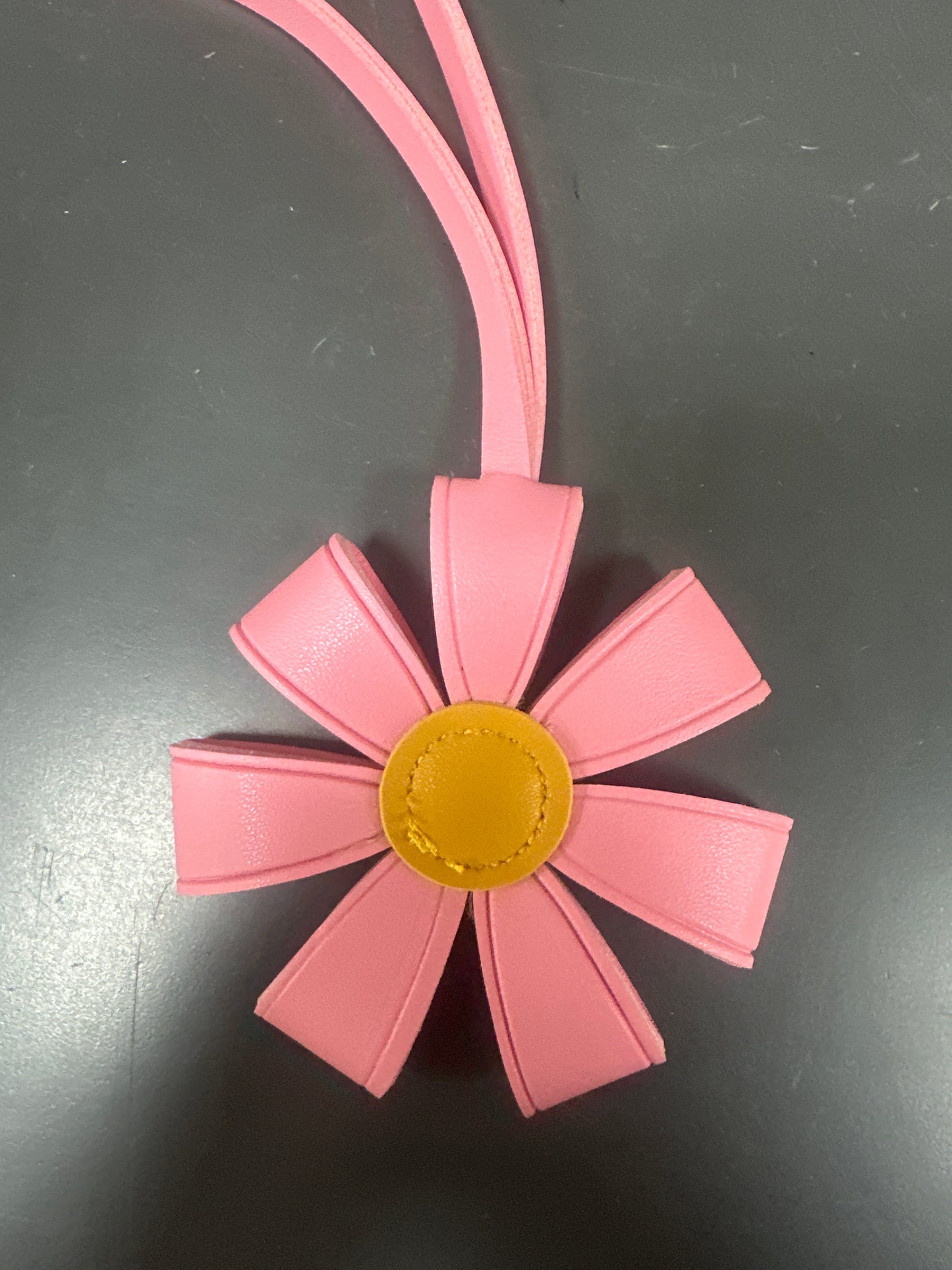 VEGAN LEATHER PINK FLOWER PURSE CHARM