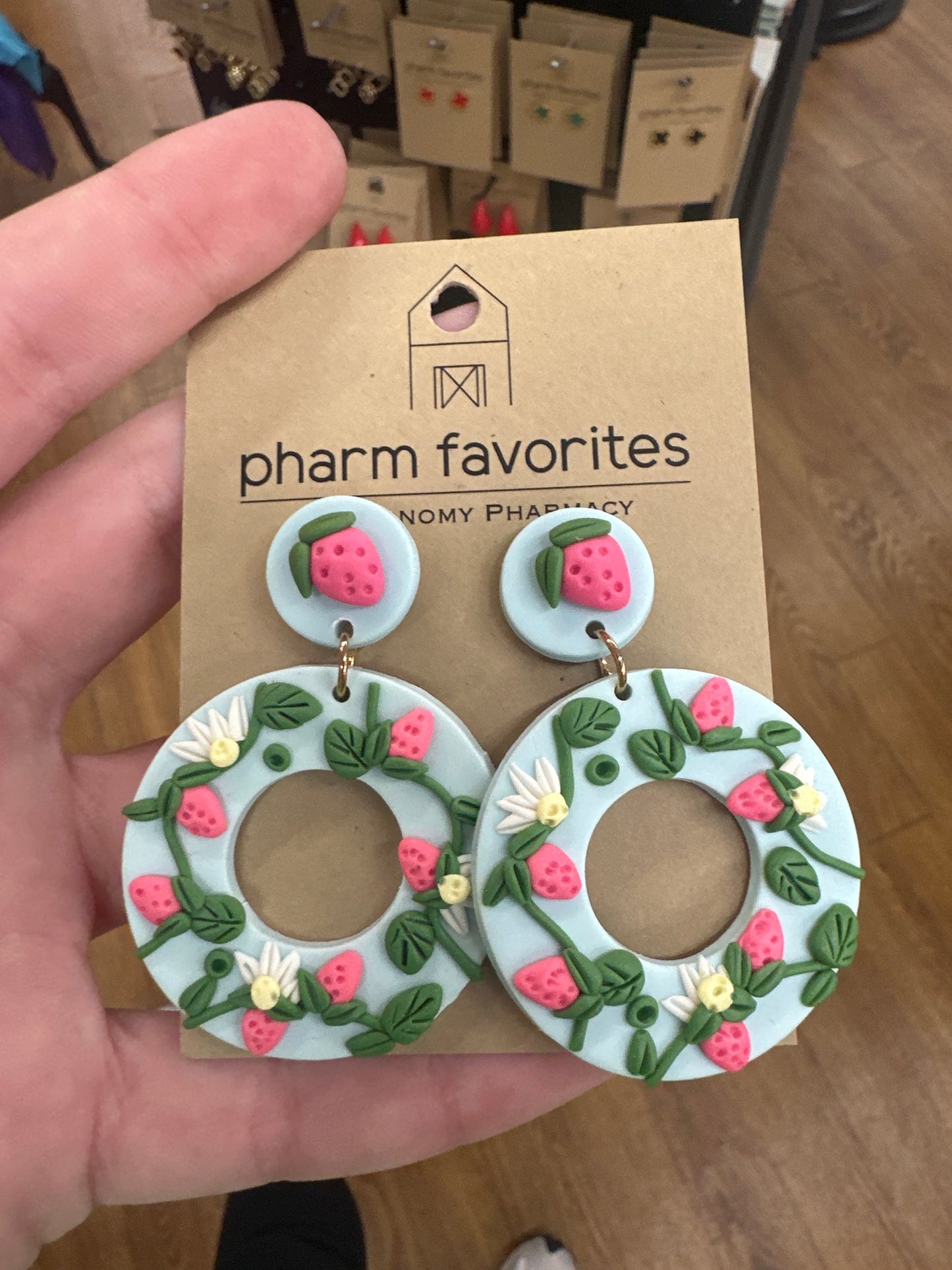STRAWBERRY GARDEN CLAY EARRINGS - BLUE