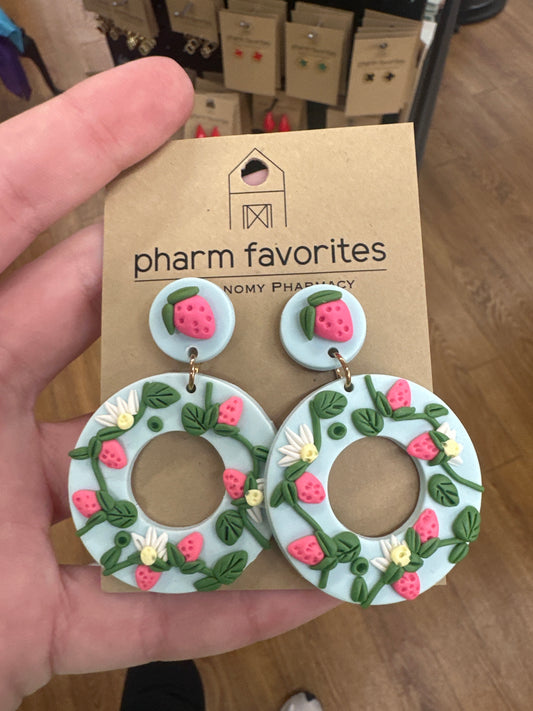 STRAWBERRY GARDEN CLAY EARRINGS - BLUE