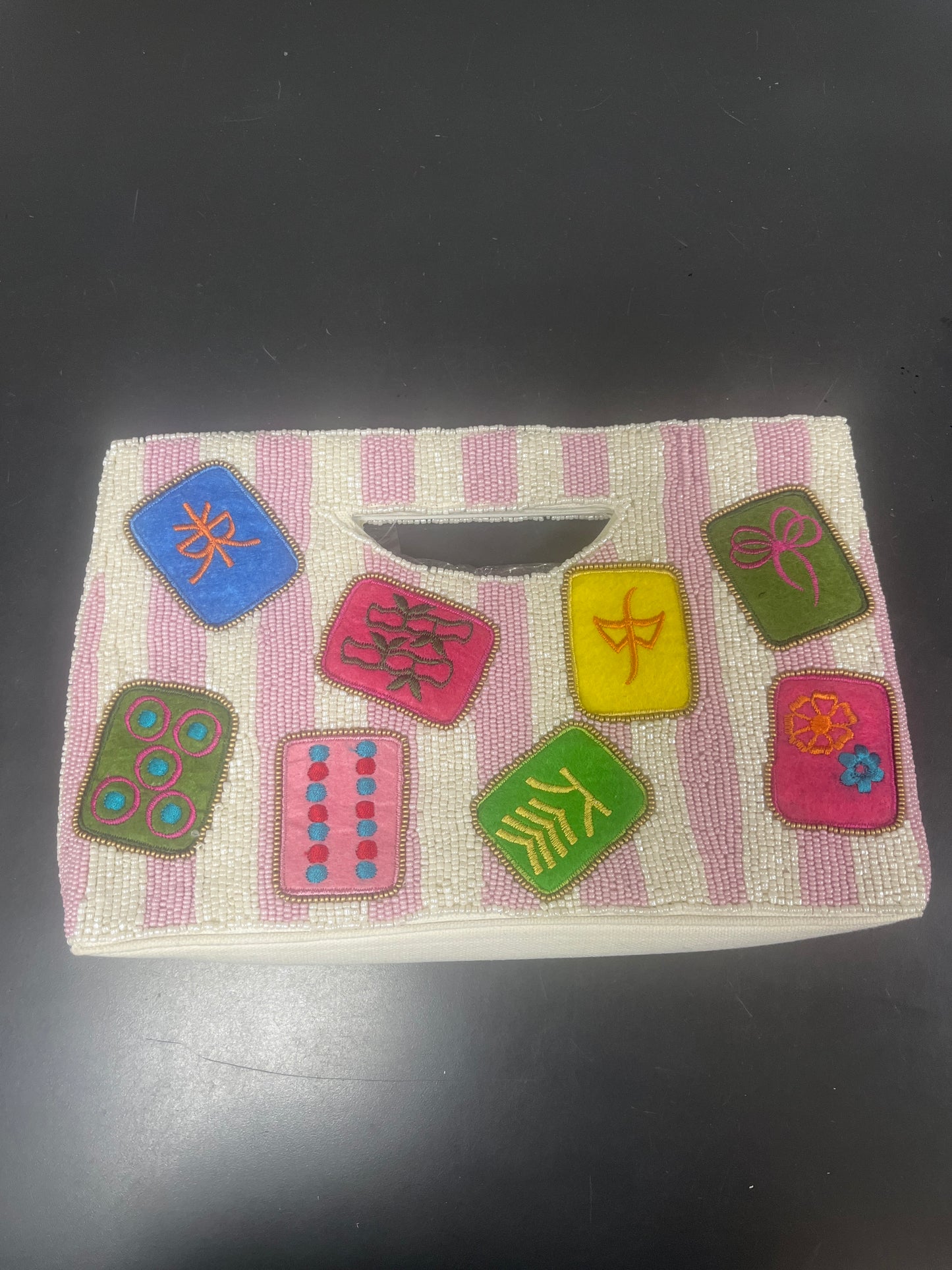 BEADED CLUTCH - MAHJONG TILE STRIPED