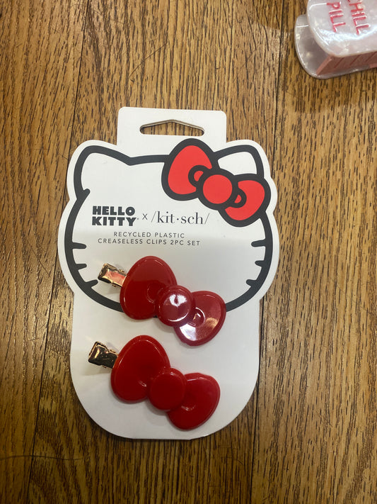 HELLO KITTY CREASELESS CLIP SET - RED BOWS