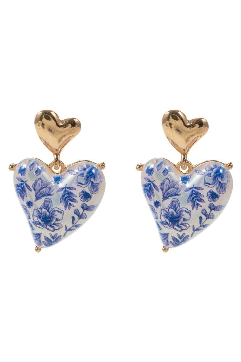 Valentine Heart Pearl Vintage Flower Post Earrings