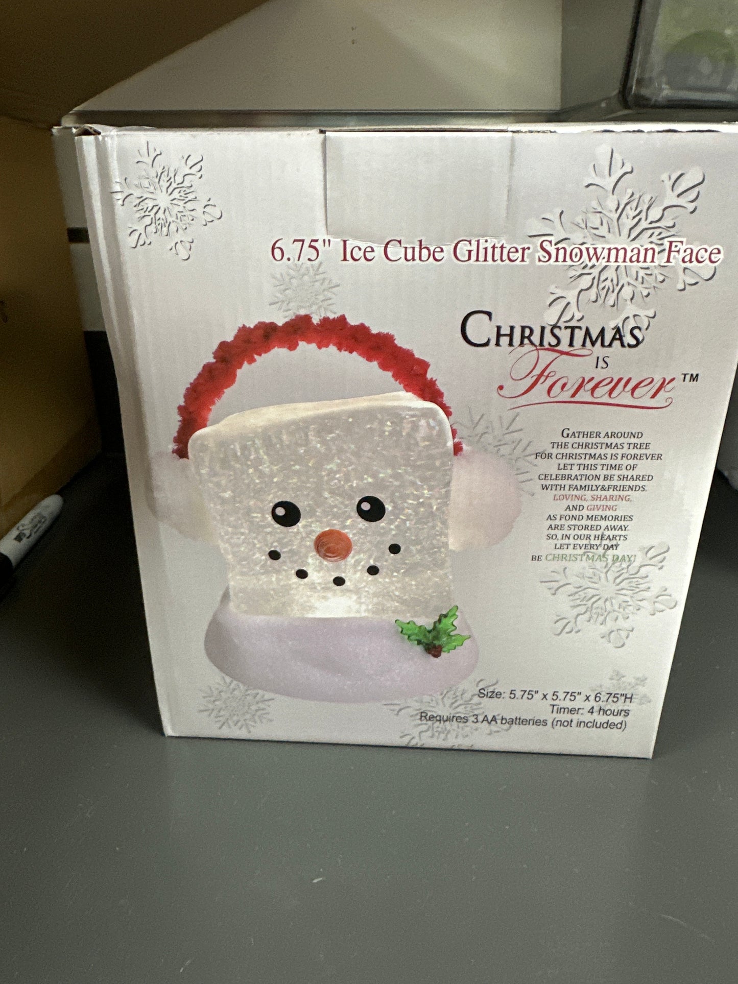 6.75" Ice Cube Glitter Snowman Face - Christmas Face