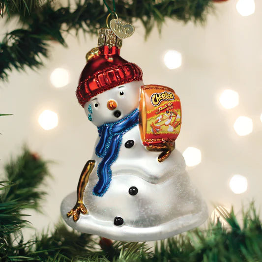 Flaming Hot Cheetos Snowman Ornament