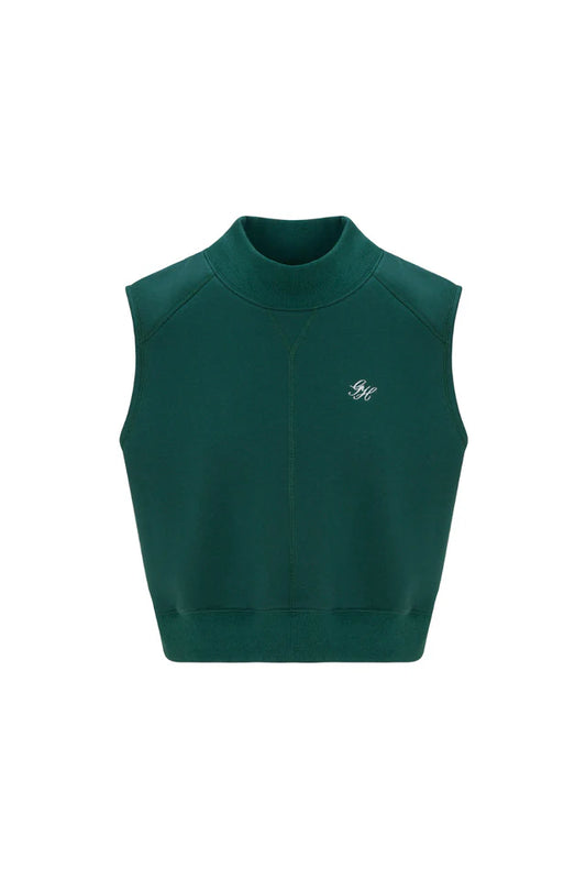 HUNTER GREEN MOCK NECK SLEEVELESS TOP 2.0
