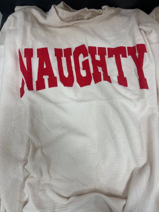 CREAM NAUGHTY CLOUDY KNIT LONG SLEEVE TOP