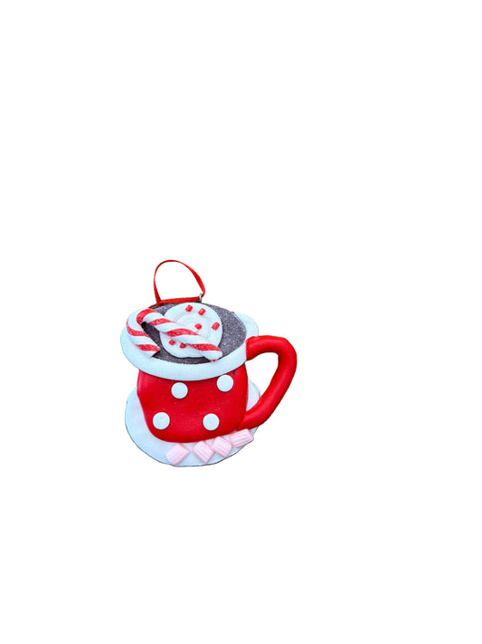 RAZ ORNAMENT-3.75” RED HOT COCOA MUG