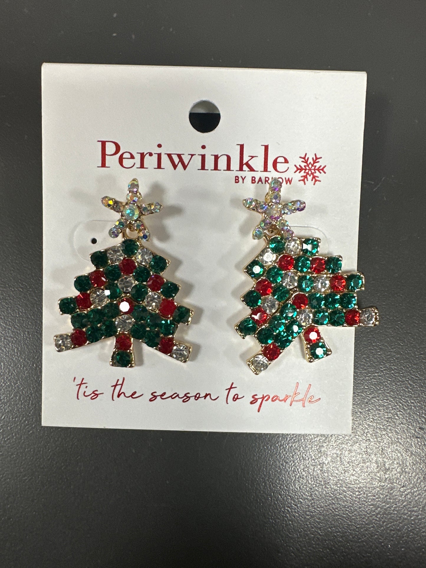 CRYSTAL/RED/GREEN CHRISTMAS TREE EARRINGS
