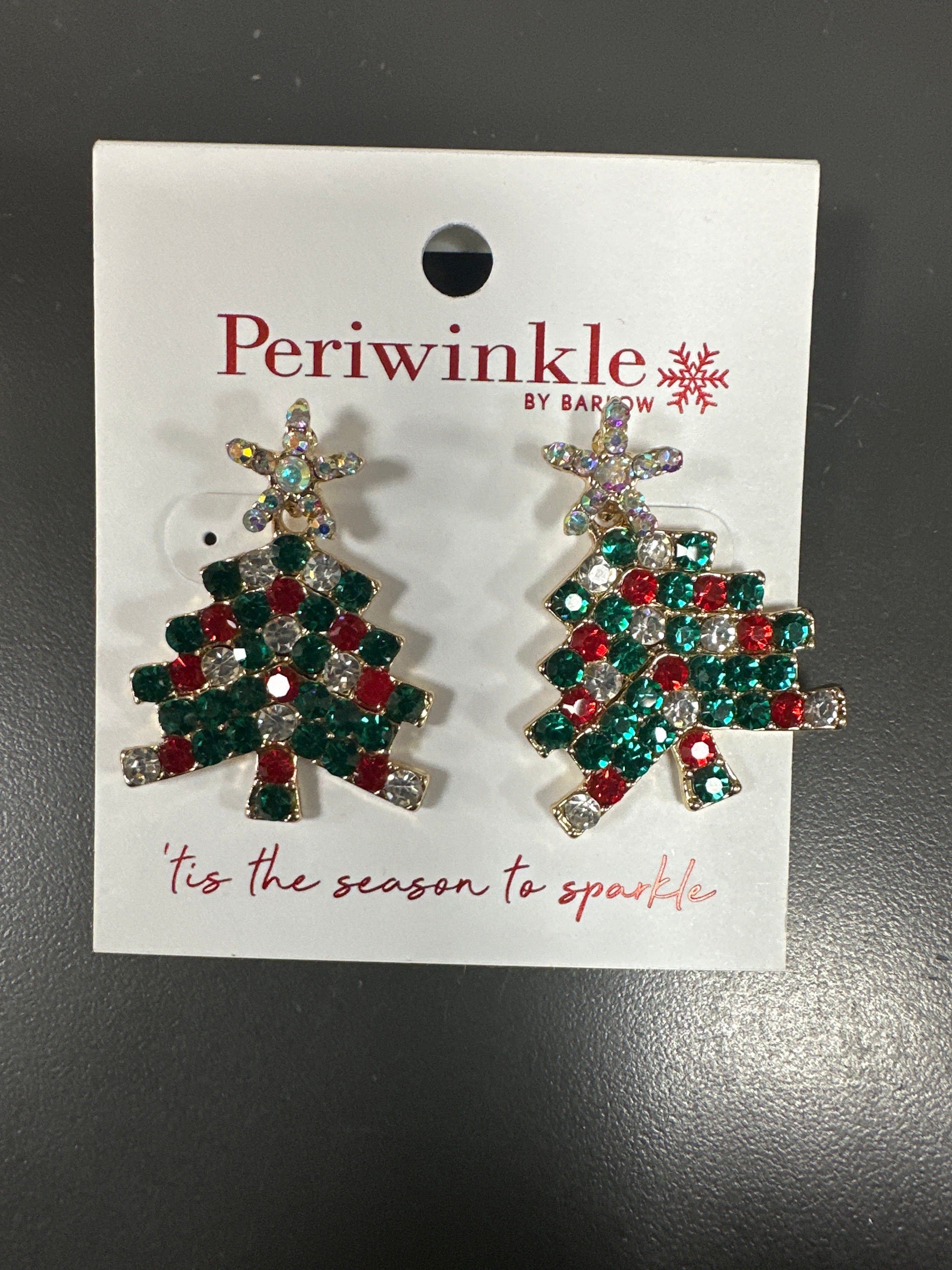 CRYSTAL/RED/GREEN CHRISTMAS TREE EARRINGS