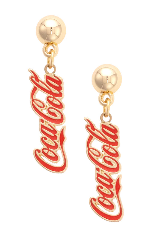 COCA COLA LOGO EARRINGS - RED/GOLD
