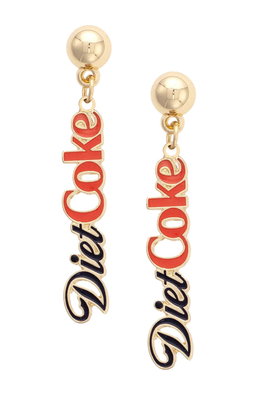 DIET COKE LOGO EARRINGS - BLACK/RED/GOLD