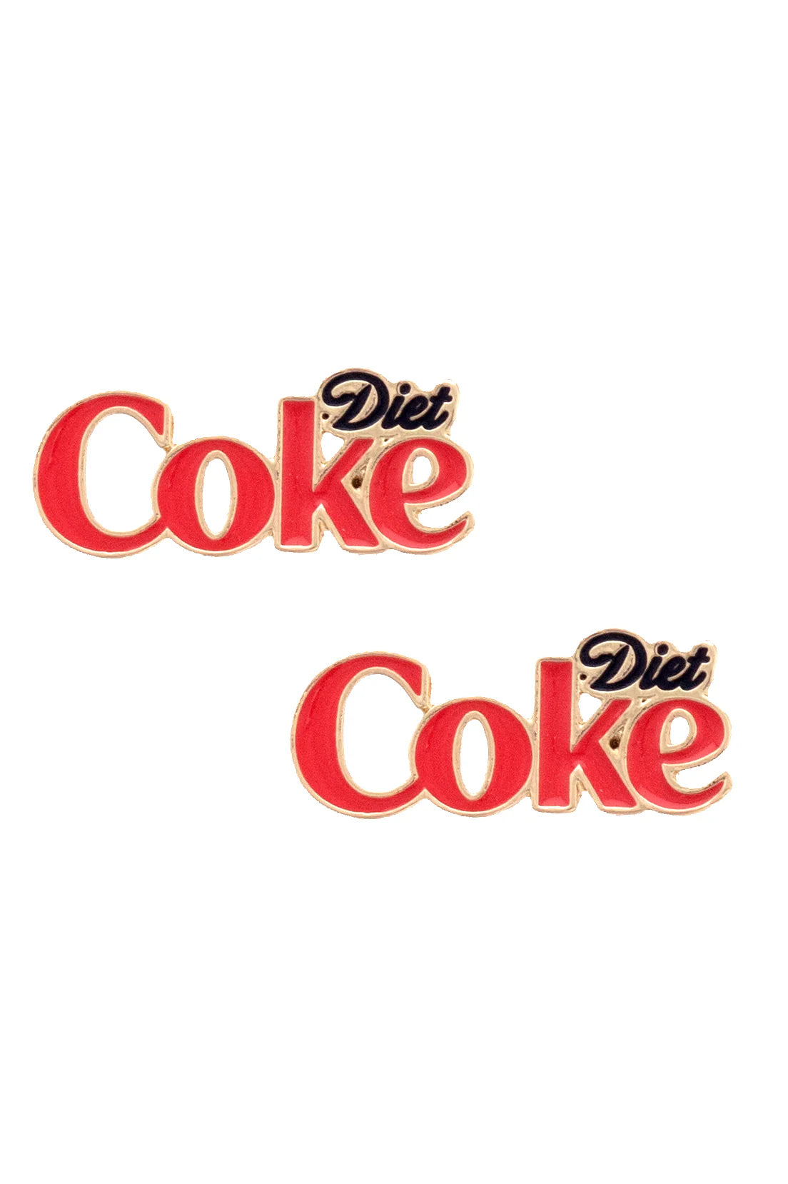 DIET COKE ENAMEL LOGO STUD EARRINGS - RED/BLACK