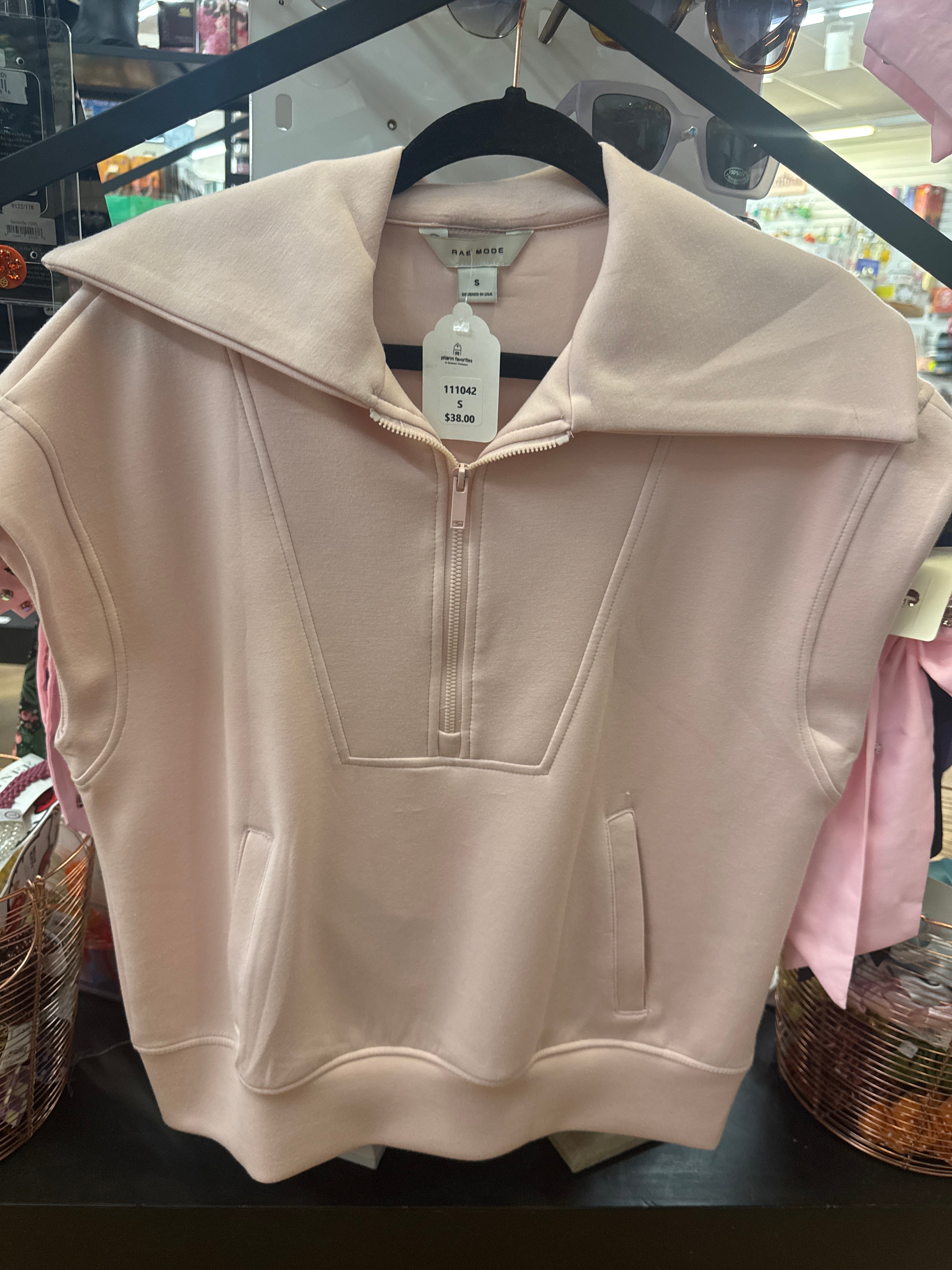 SCUBA SLEEVELESS FUNNEL NECK TOP - BABY PINK