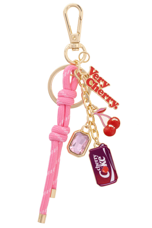 CHERRY COKE CLUSTER BAG CHARM - LIGHT PINK