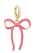 TIED BOW ENAMEL PENDANT CHARM - PINK