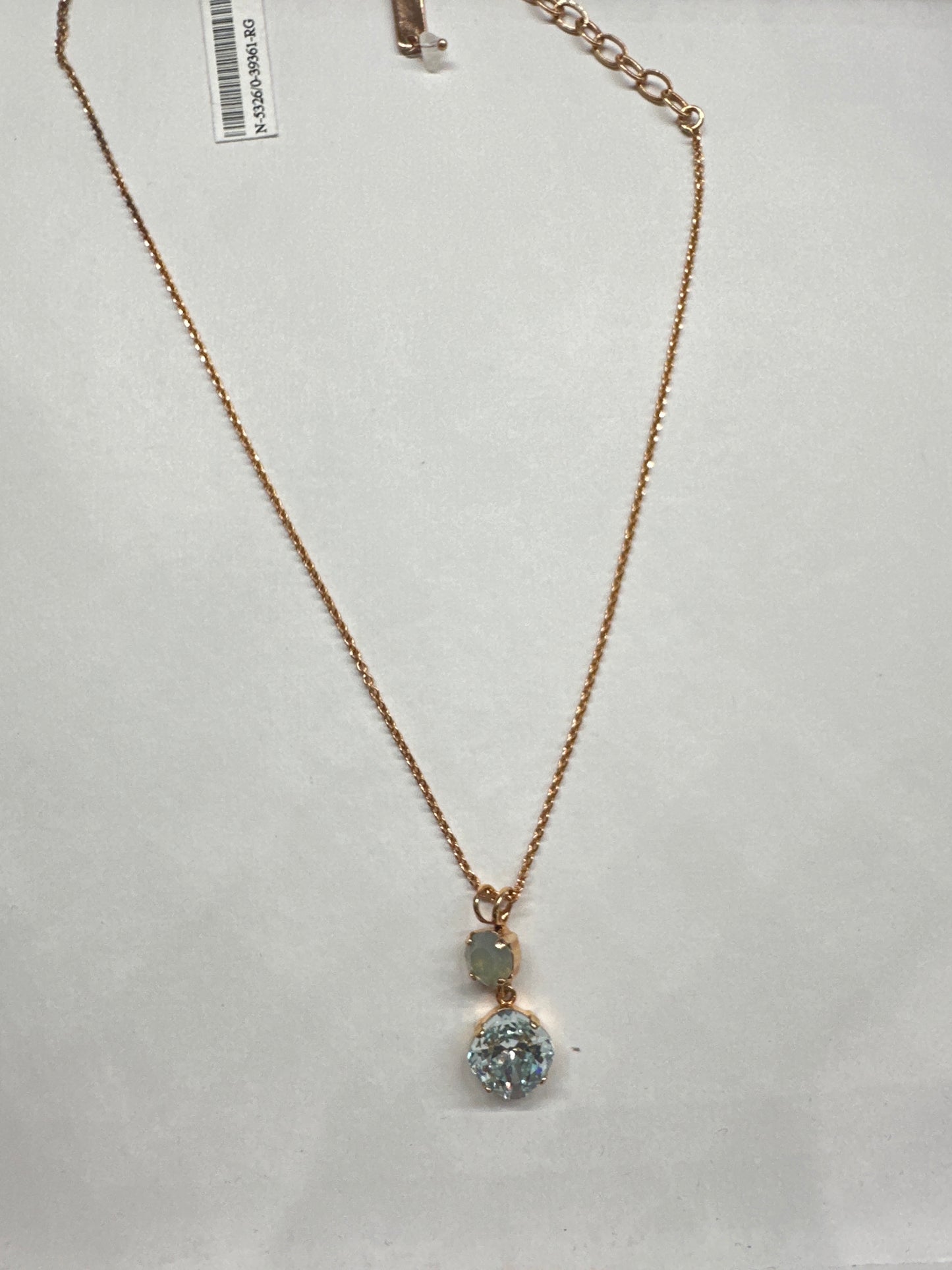 MARIANA NKLC-RG-WHT STONE PENDANT W/CLR DROP