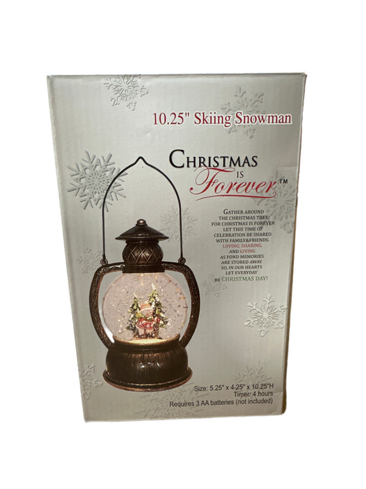 GLITTER LANTERN-SKIING SNOWMAN