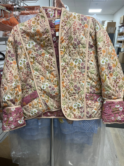 REVERSIBLE TAN & MAUVE FLORAL JACKET