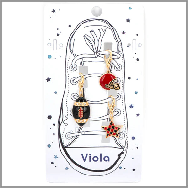 Gameday Charms! Football, Helmet, and Star. Perfect for Shoes, Bags, Etc. Red/Black