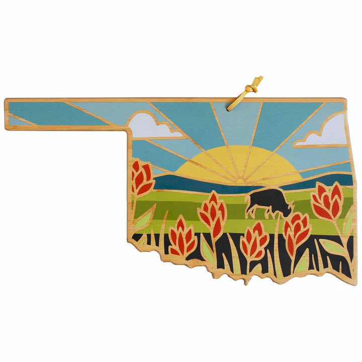 OKLAHOMA CUTTING BOARD -  PAINTED SUNSET - Pharm Favorites by Economy Pharmacy
