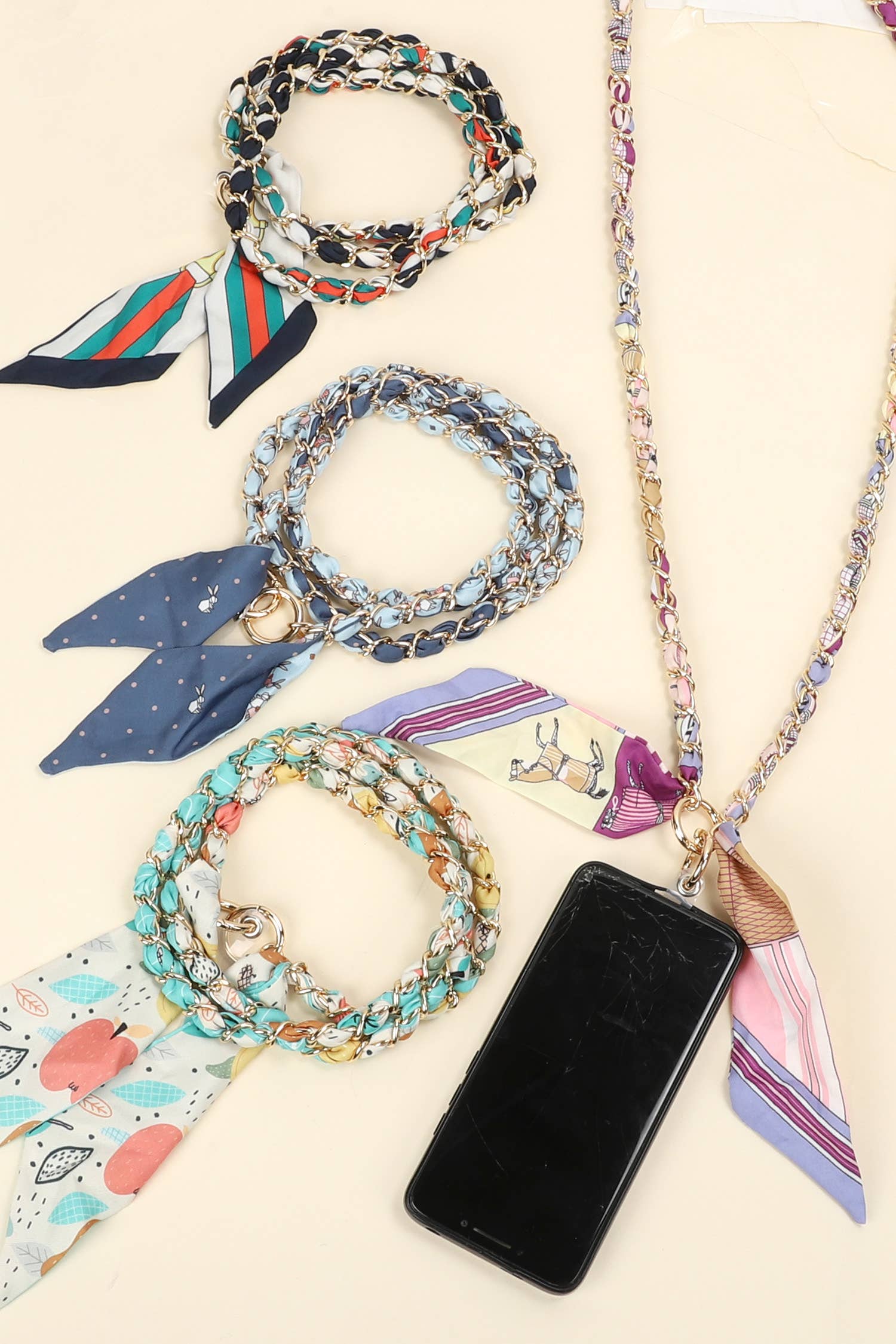 Printed Scarf Cellphone Crossbody Attachment