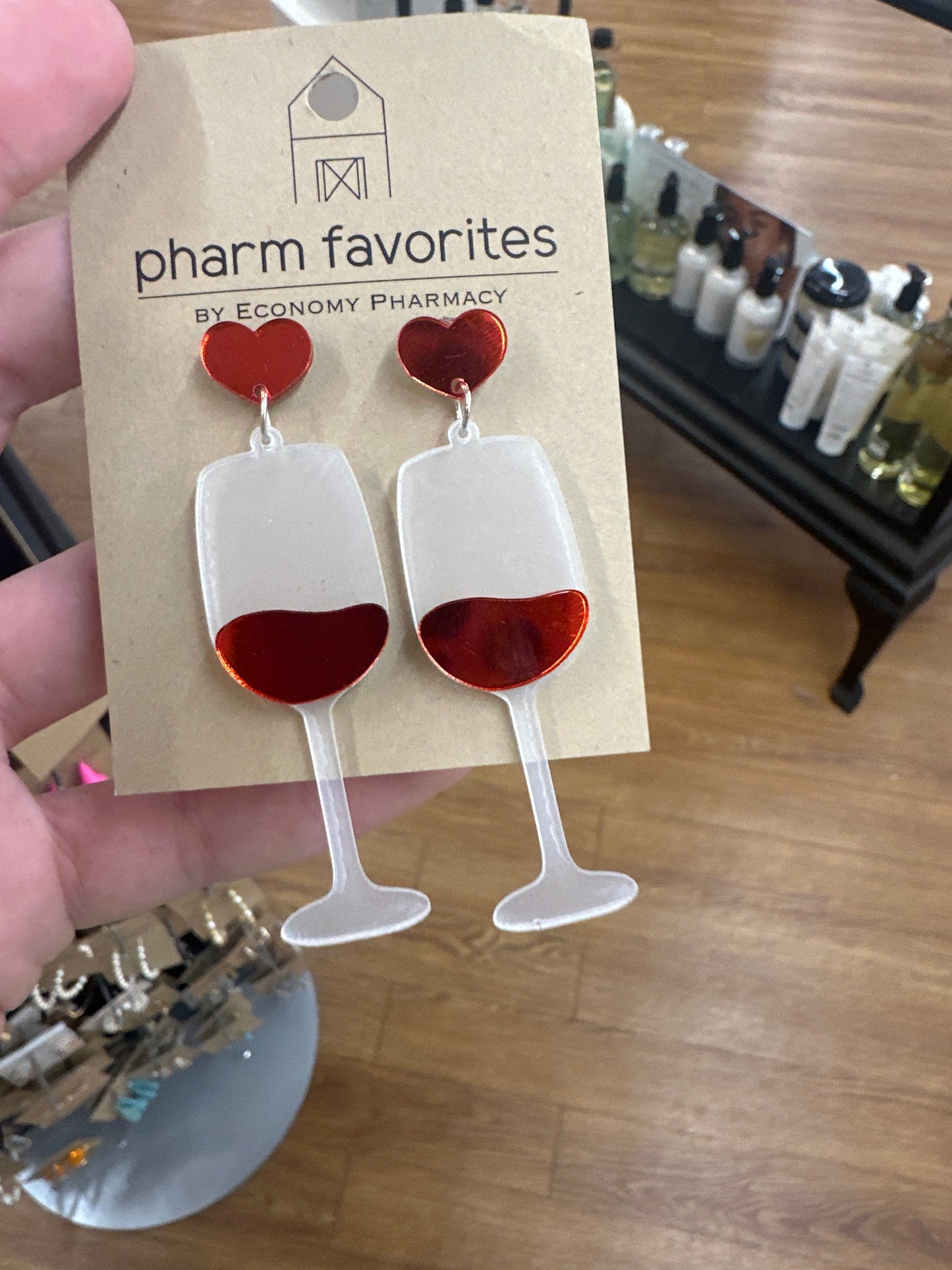 WINE GLASS HEART EARRINGS