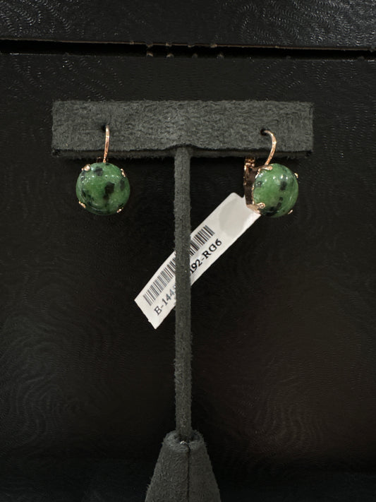 MARIANA EARRINGS - RG - LG GRN STONE