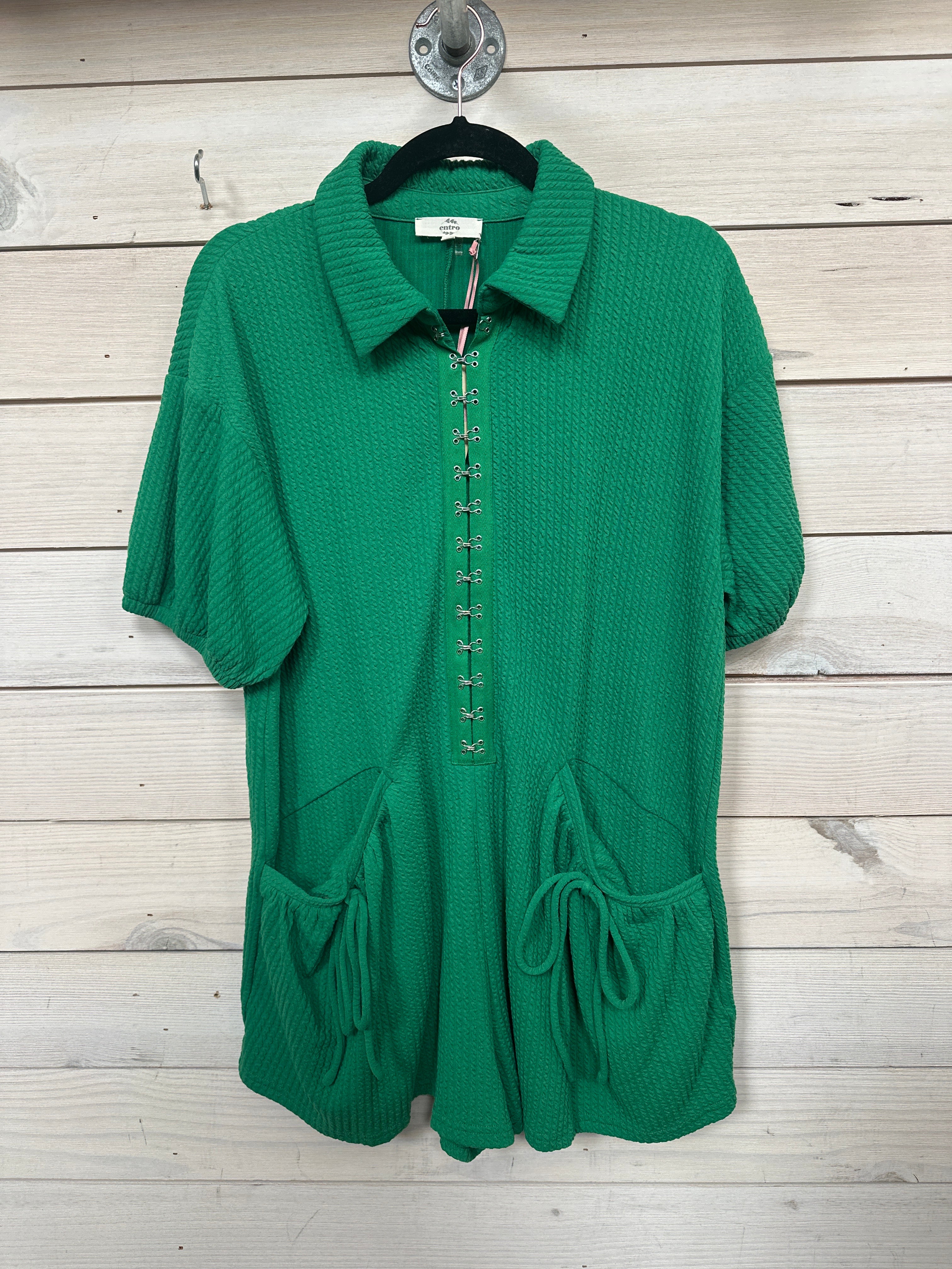 GREEN DRESS W/SILVER CLASPS