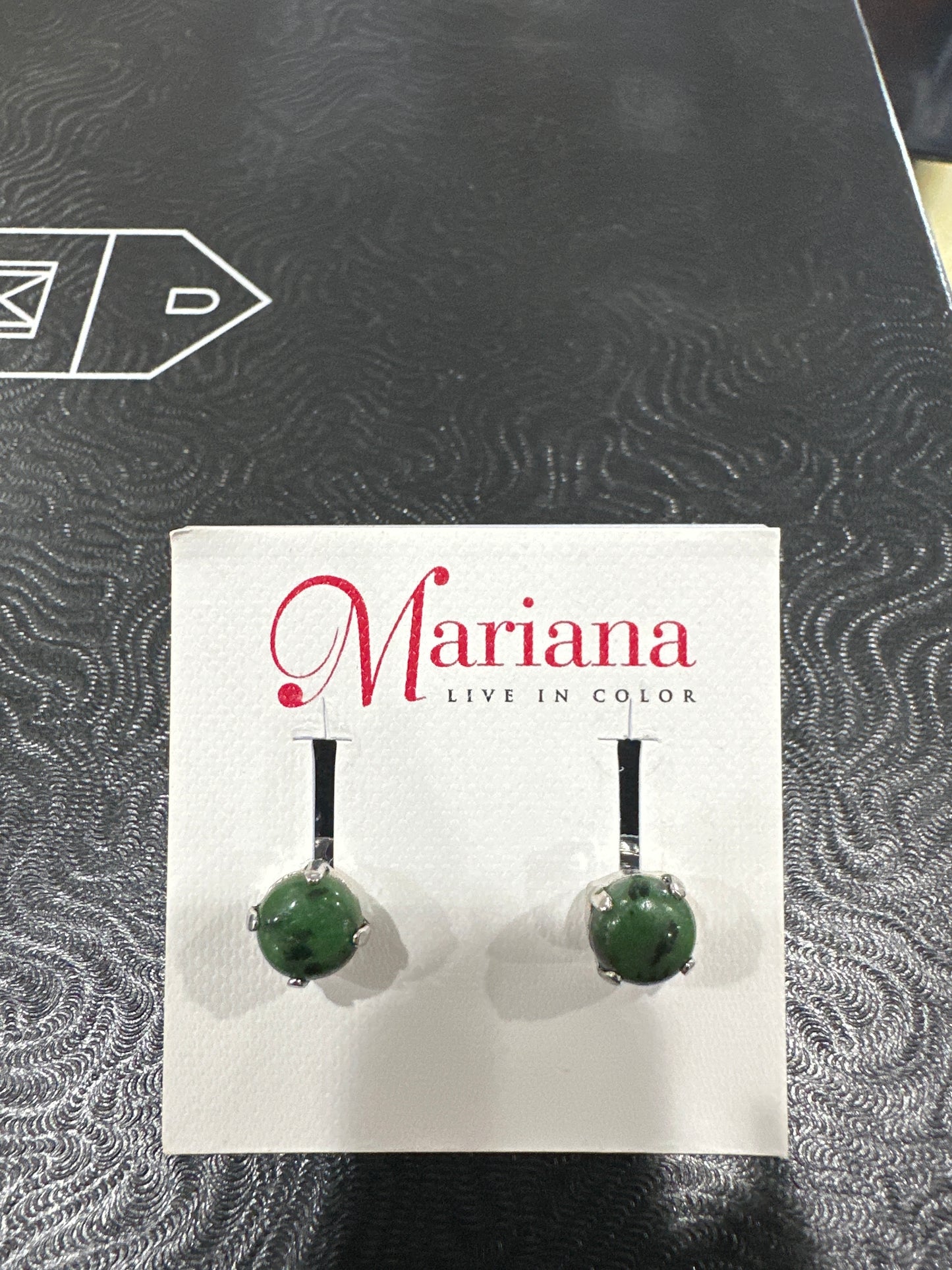 MARIANA EARR-SLVR STUDS-DK GREEN/BLK