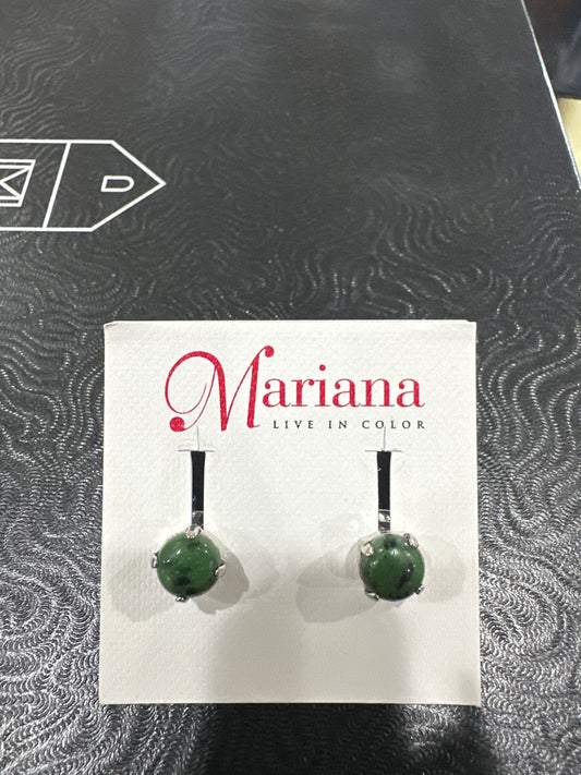 MARIANA EARR-SLVR STUDS-DK GREEN/BLK