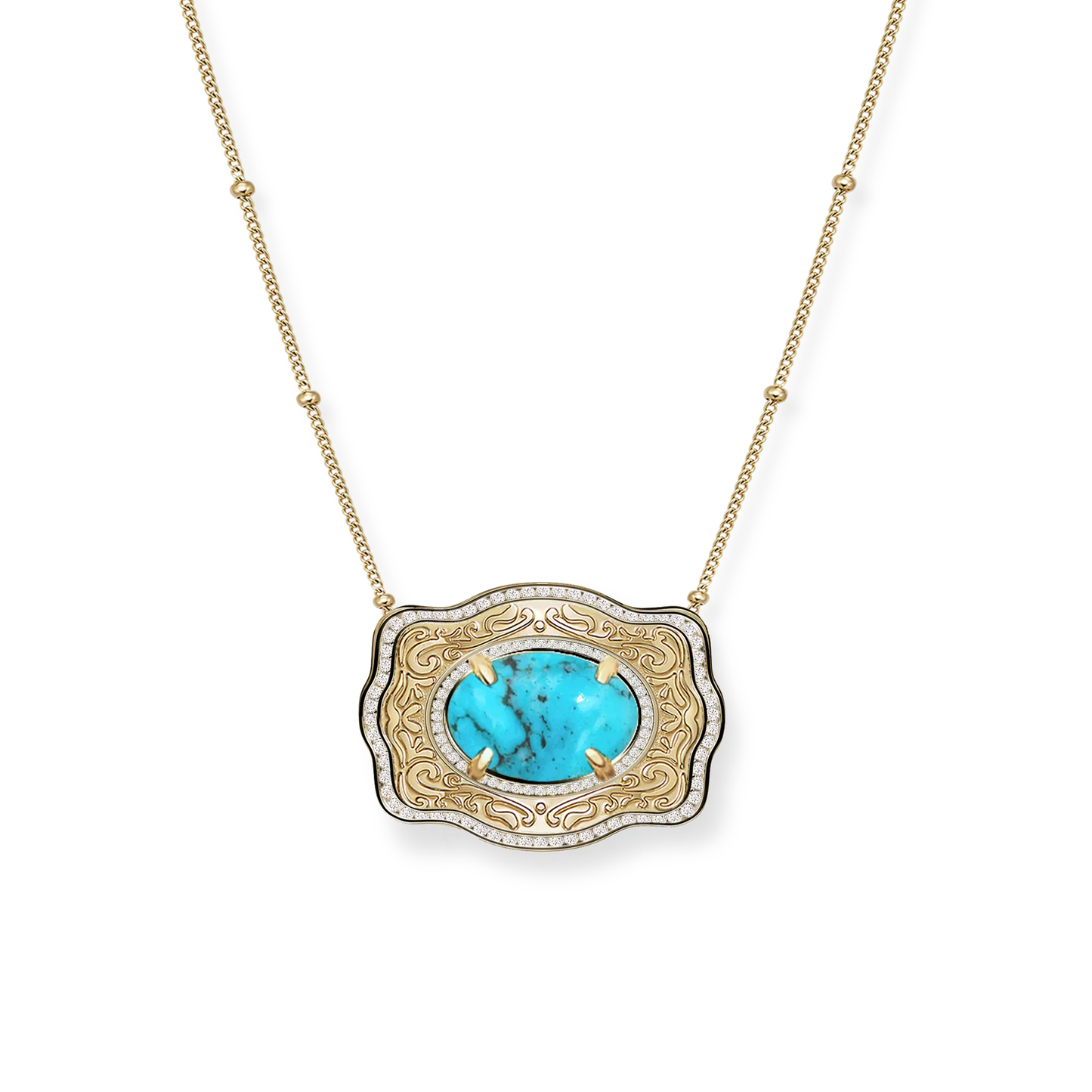 BELT BUCKLE NECKLACE OASIS - GOLD (16" + 2" EXTENDER)