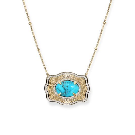 BELT BUCKLE NECKLACE OASIS - GOLD (16" + 2" EXTENDER)