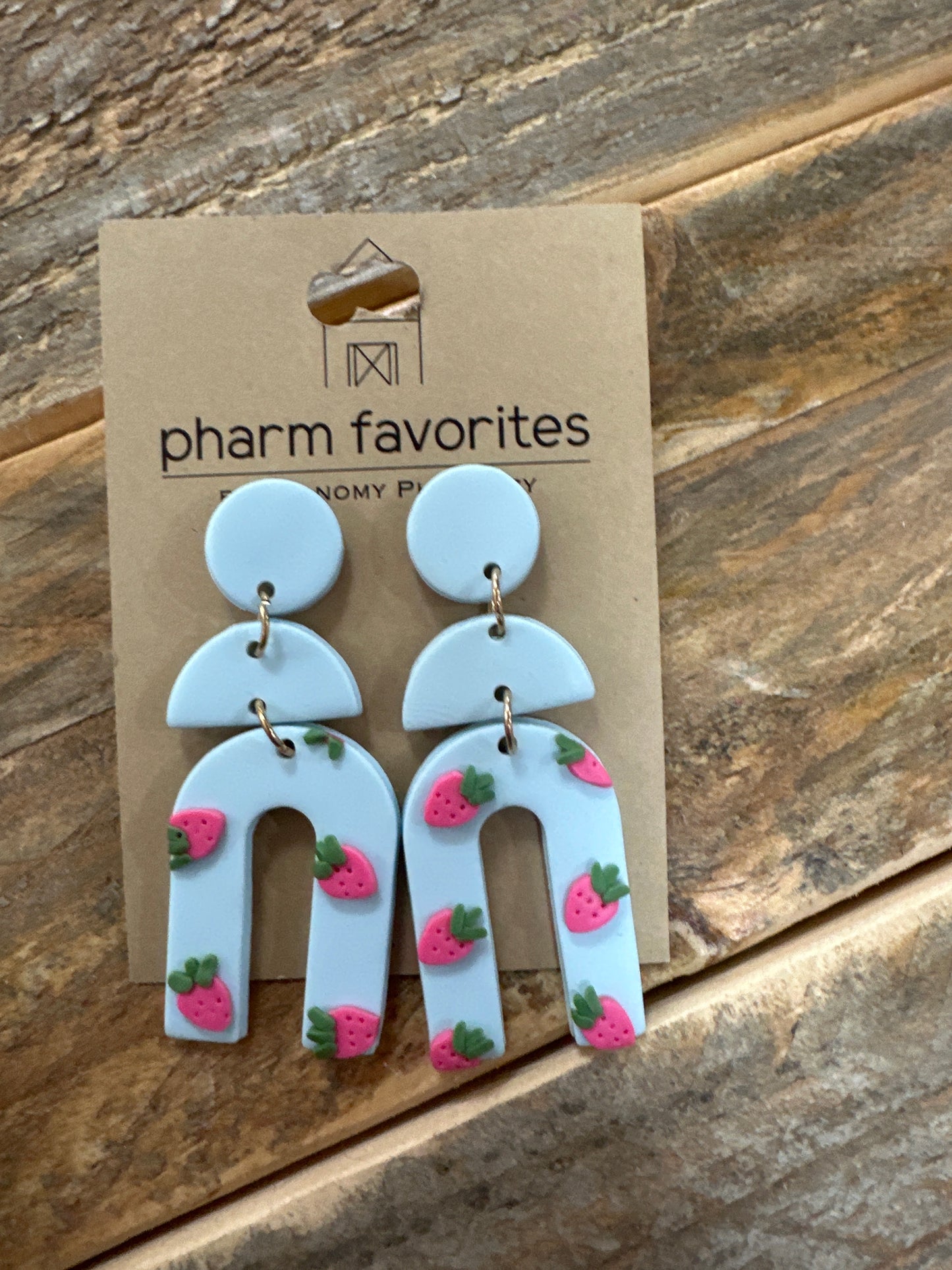 STRAWBERRY GEOMETRIC CLAY EARRINGS - BLUE