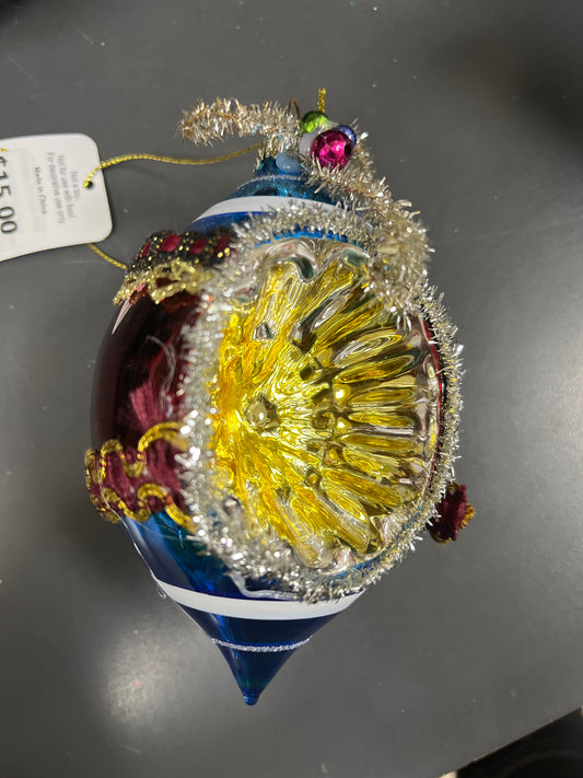 VINTAGE STARBURST ORNAMENT - BLUE/RED