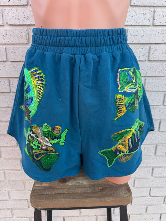 TEAL BASS FISH SHORT