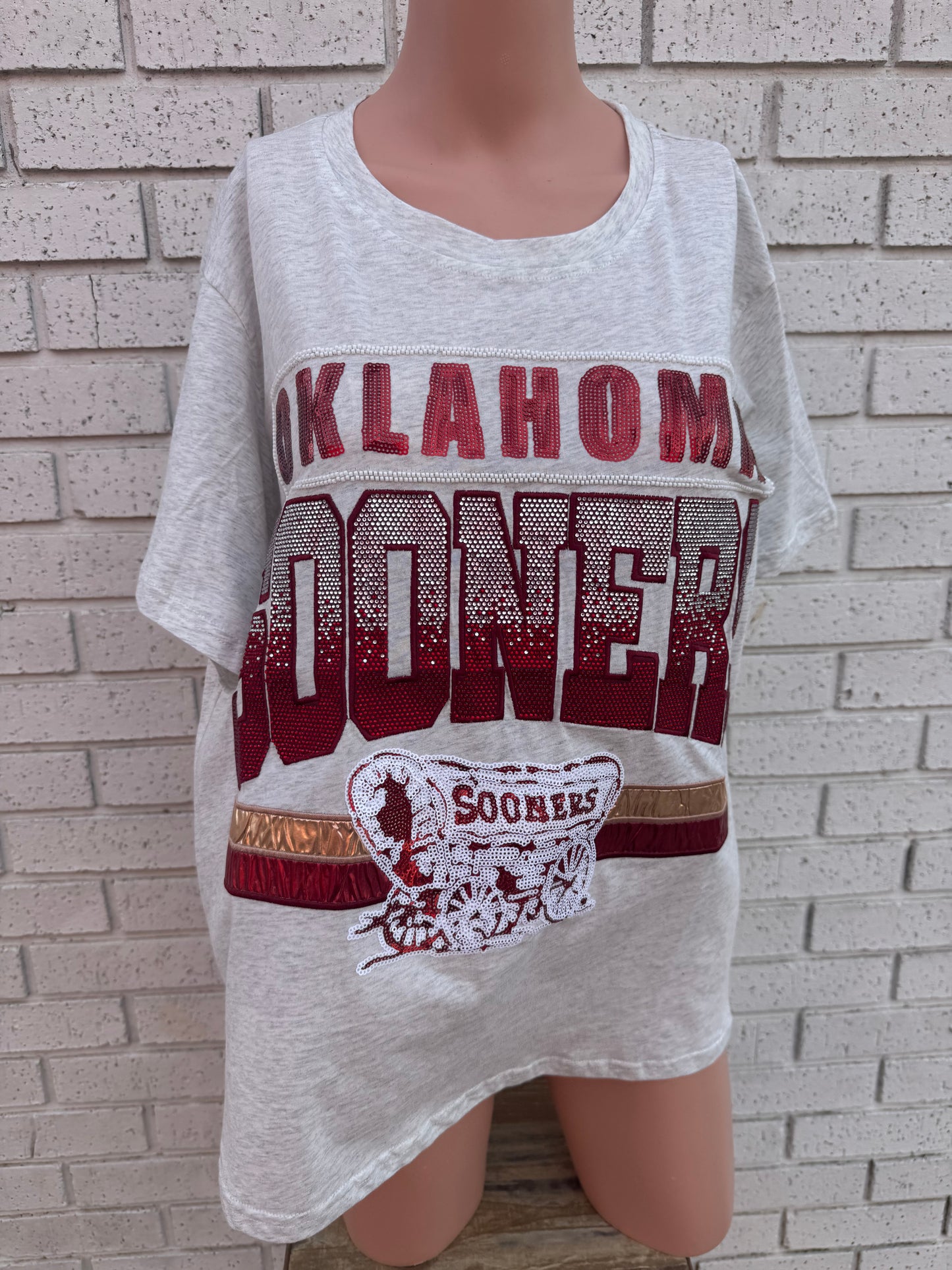 LICENSED GREY OKLAHOMA SOONERS VINTAGE TEE