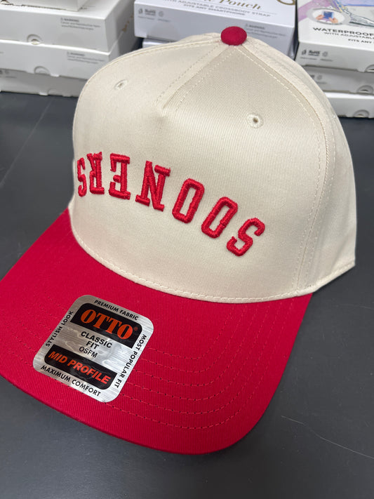 IVORY/RED HAT UPSIDE DOWN SOONERS