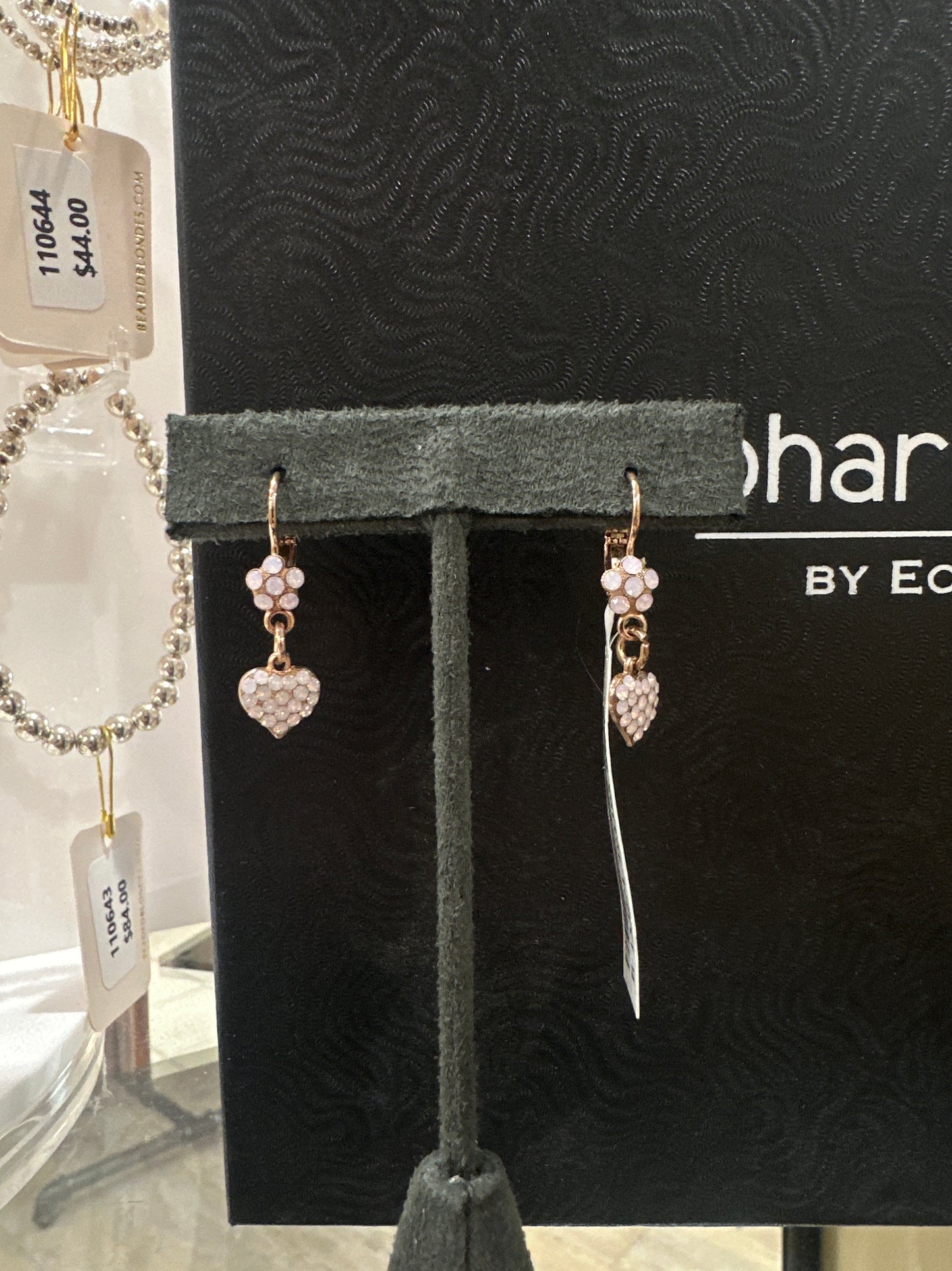 MARIANA EARRINGS - RG - PNK CHAMPAGNE HEART CLUSTR