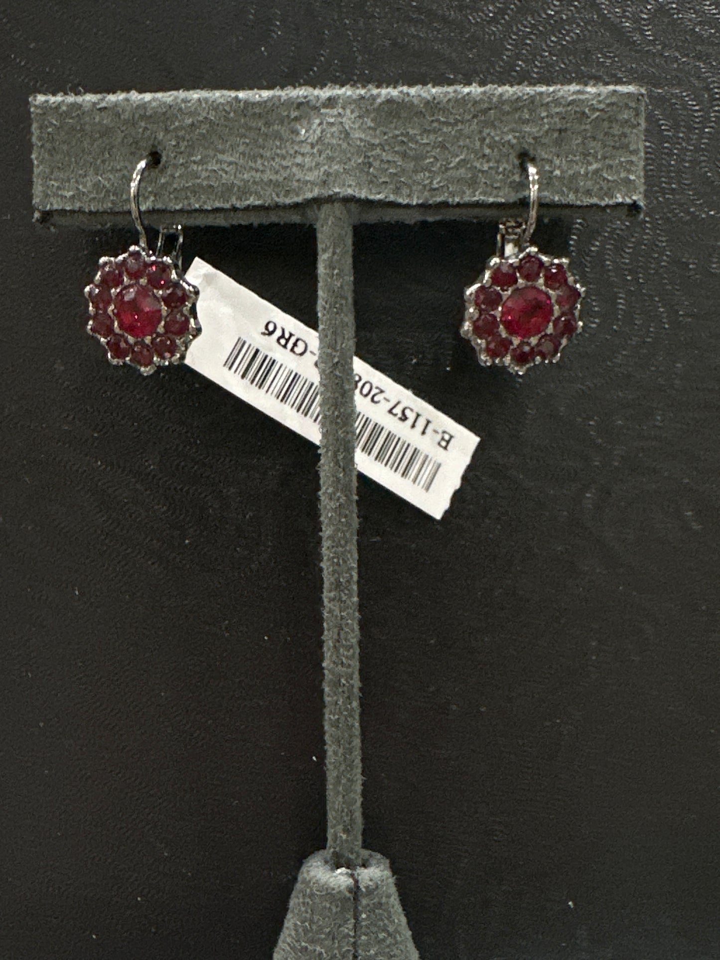 MARIANA EARRINGS - BLK - RED CRYSTAL FLOWERS