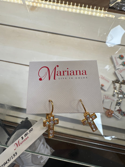 MARIANA GOLD CROSS IRD CRYSTAL EARRINGS