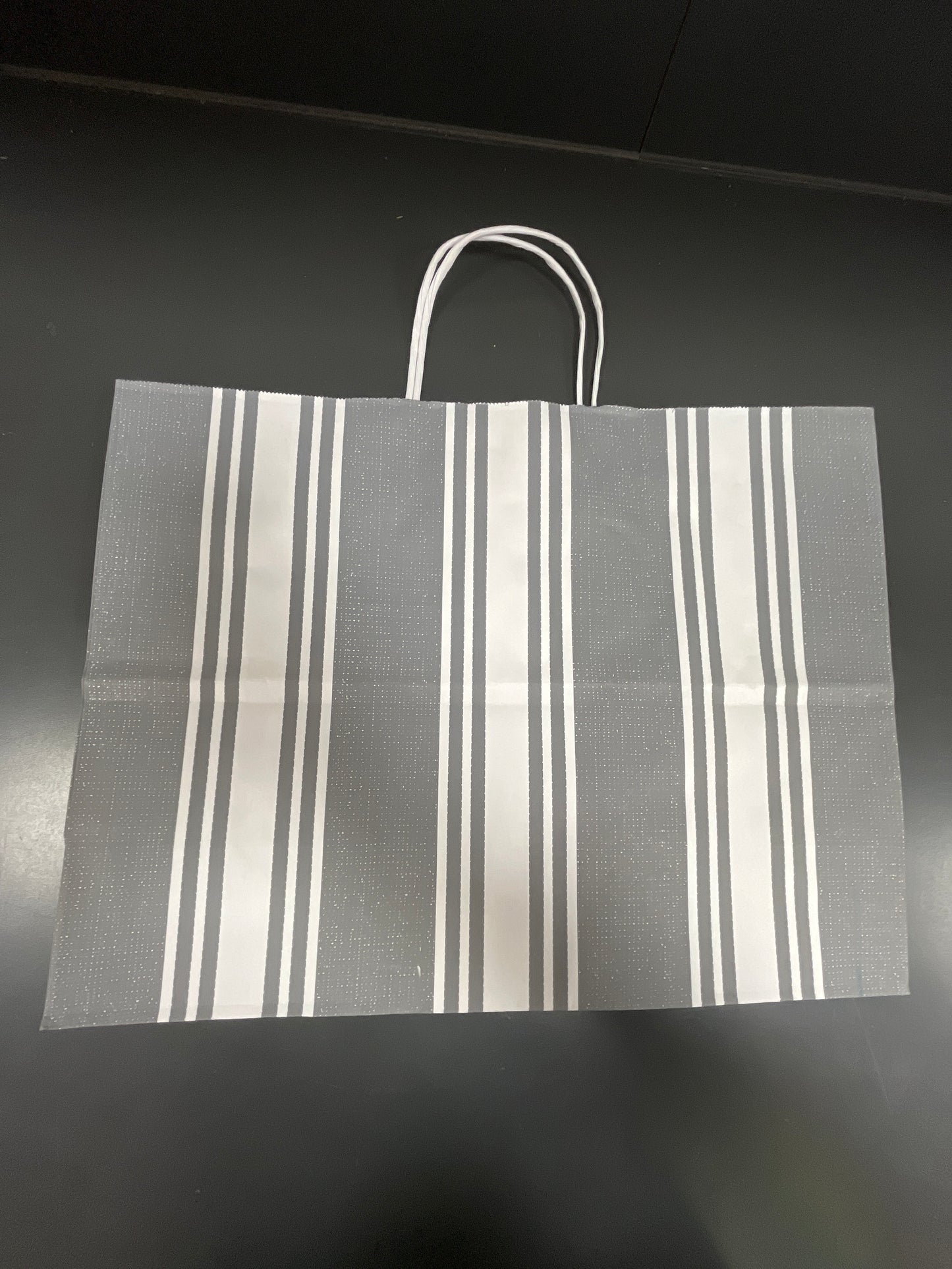 TICKING STRIPE GRAY PAPER GIFT BAG