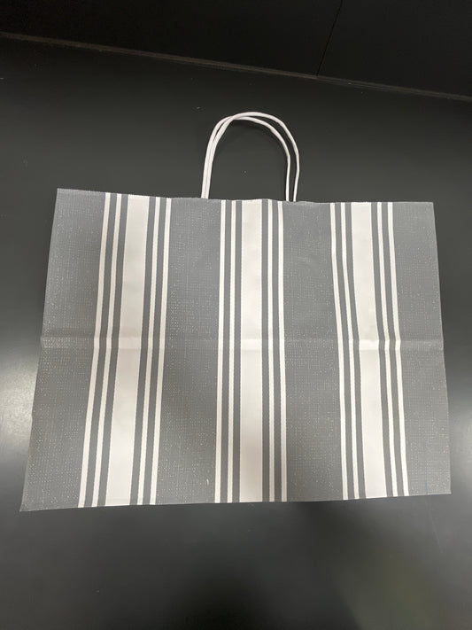 TICKING STRIPE GRAY PAPER GIFT BAG