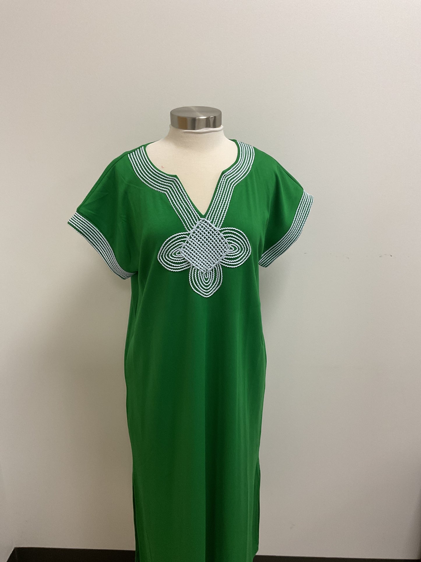 DROP SHOULDER MIDI DRESS - KELLY GREEN