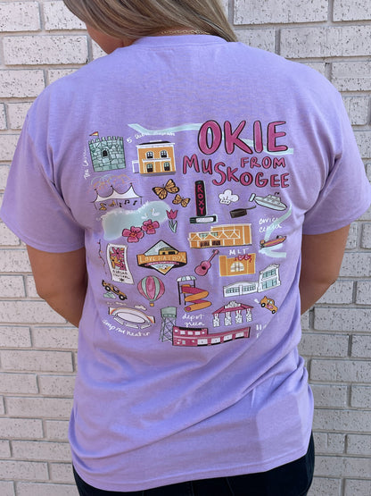 Muskogee Map Tee - Lavender