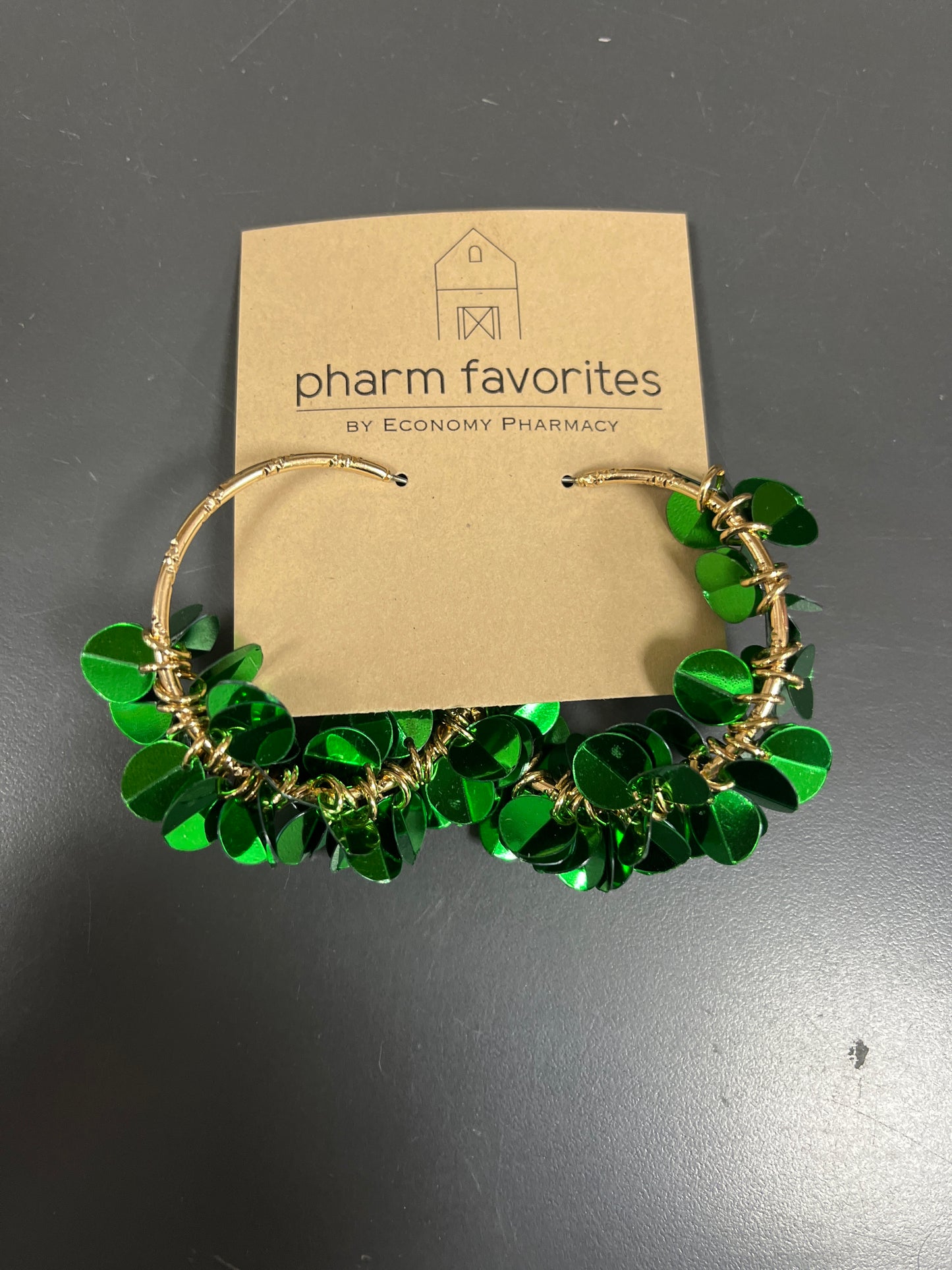 GREEN ACRYLIC ROUND MULTI LAYERED 2" EARRING