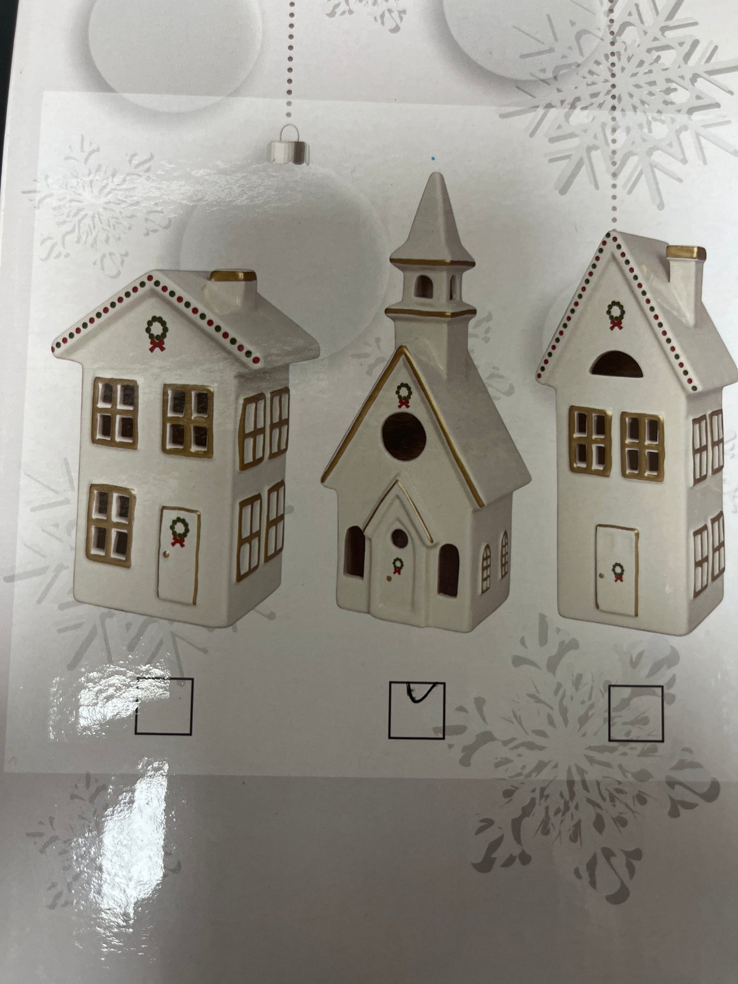 IVORY CHRISTMAS VILLAGE HOUSES - ASSORTED