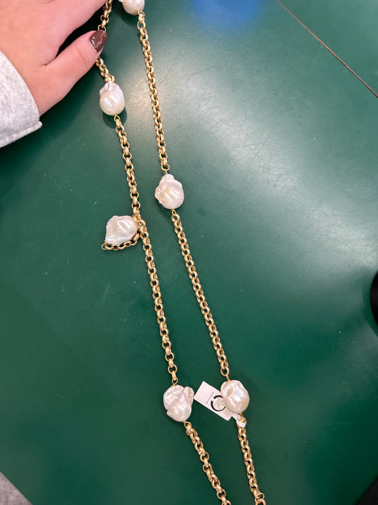 TURKISH GOLD AND WHITE PEARLS 42” - WHITE/GOLD